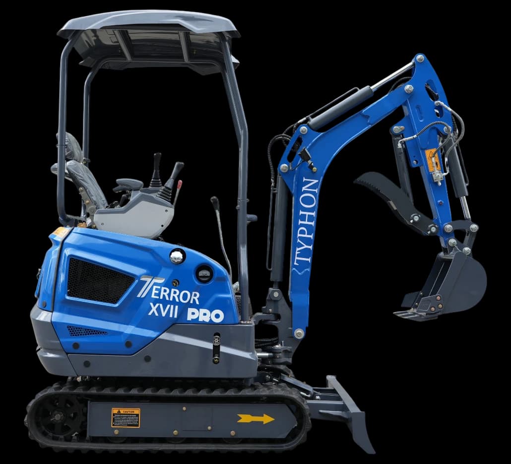 Blue TYPHON TERROR XVII Pro 3,800 lb open canopy mini excavator