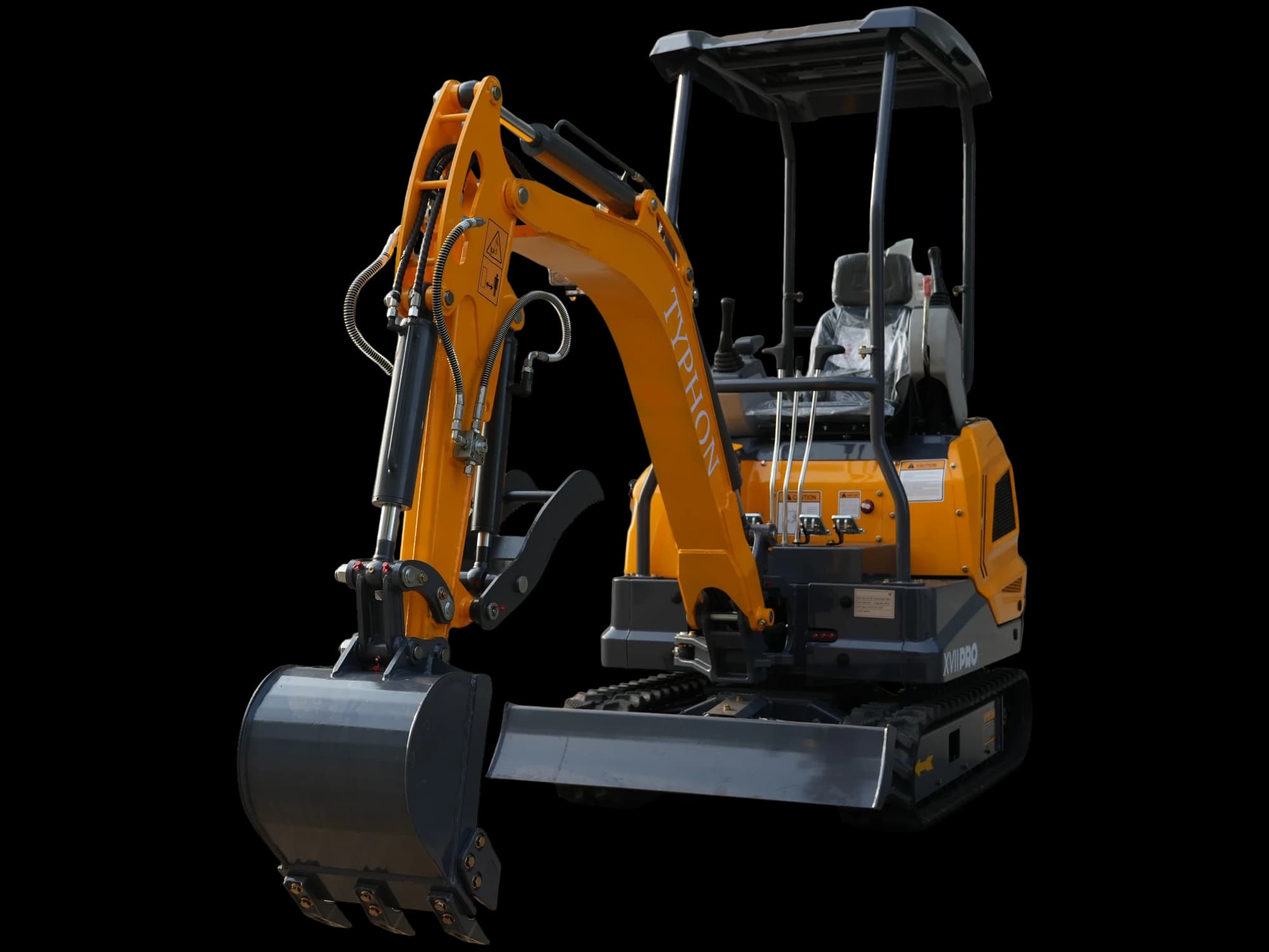 Yellow TYPHON TERROR XVII PRO canopy mini excavator